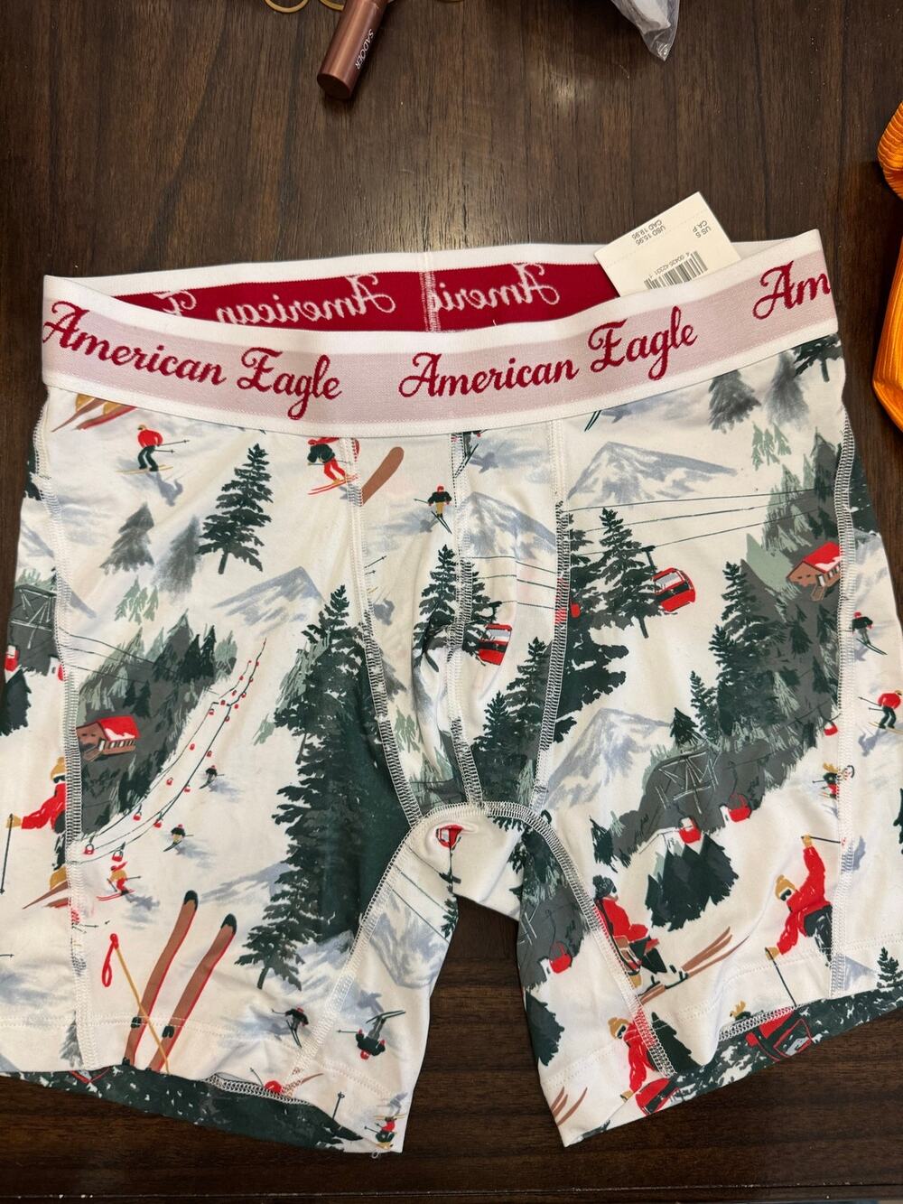 American Eagle Outfitters flex boxer shorts size small with ski resort scene